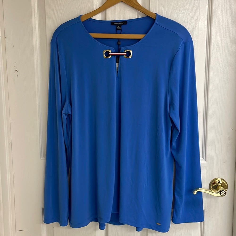 Tommy Hilfiger NWT Cambridge Cay blue loose fit blouse women’s size XL